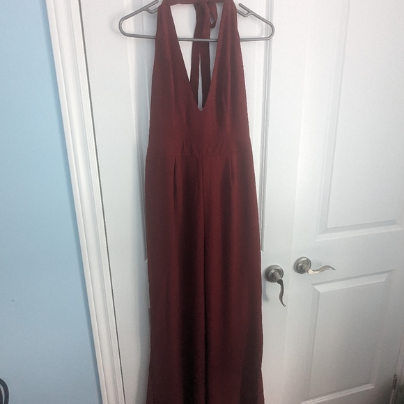 Charlotte Russe Red Halter Backless Jumpsuit - Picture 2 of 3